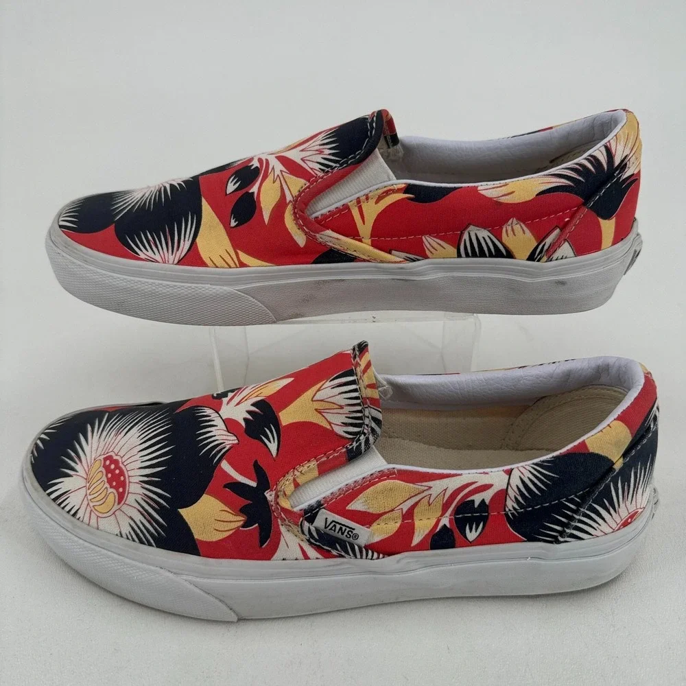Vans Off the Wall Skate Shoes WOMENS Multicolor Tropical Print Slip On SIZE 8.5